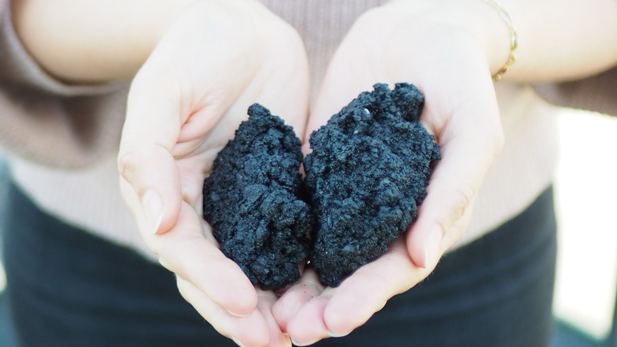 Biochar-Asphalt in Hands
